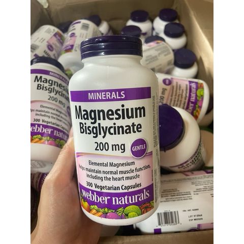 Viên uống Magnesium Bisglycinate 200mg - Giảm stress, tăng cường sức khỏe xương - Thực phẩm bổ sung Webber Natural
