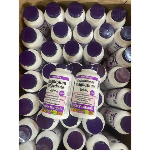 Viên uống Magnesium Bisglycinate 200mg - Giảm stress, tăng cường sức khỏe xương - Thực phẩm bổ sung Webber Natural