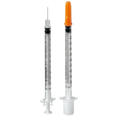 Bơm tiêm Insulin BBraun Omnican 1Ml/100IU Đầu Cam - Kim Chích Tiểu Đường Cao Cấp Cho Người Bệnh, Sử Dụng Y Tế, Không Đau