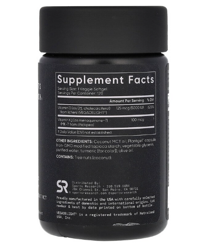 Viên uống K2 + D3 cho trẻ em - Vitamin tổng hợp Sports Research 160 viên hỗ trợ phát triển xương và miễn dịch khỏe mạnh
