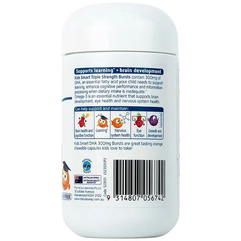 Viên Nhai Nature's Way Kids Smart Bursts DHA 300mg Hỗ Trợ Phát Triển Não Bộ Cho Trẻ Em - 50 Viên Nhập Khẩu Chính Ngạch