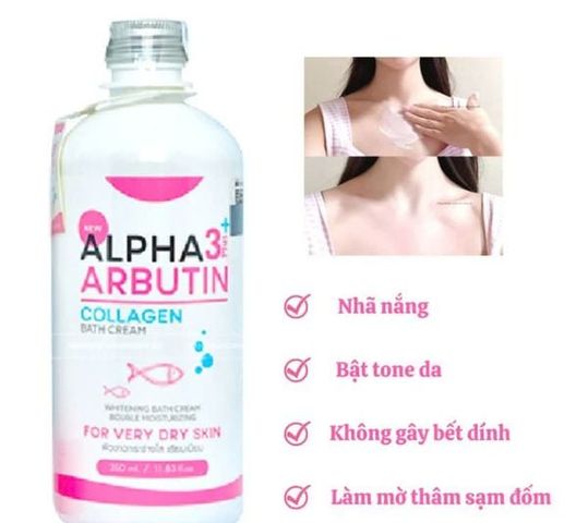 Sữa Tắm Kích Trắng Da Alpha Arbutin 3+ Collagen 350ml - Dưỡng Da Sáng Mịn, Chăm Sóc Toàn Diện, Phù Hợp Mọi Loại Da