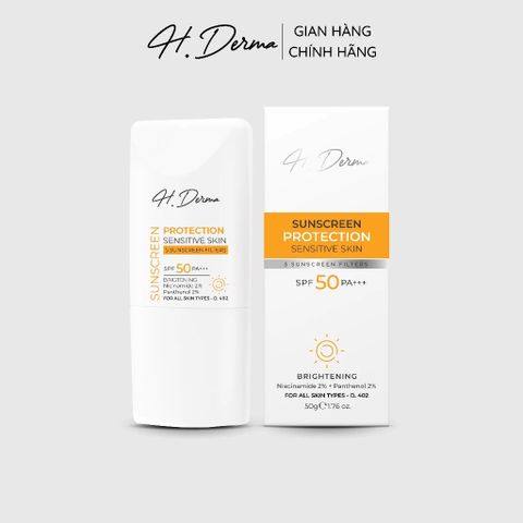 Kem Chống Nắng H.Derma Cho Da Nhạy Cảm - Bảo Vệ UV, Dưỡng Sáng & Nâng Tone Tự Nhiên, Kem Chống Nắng Vật Lí Chất Lượng Cao
