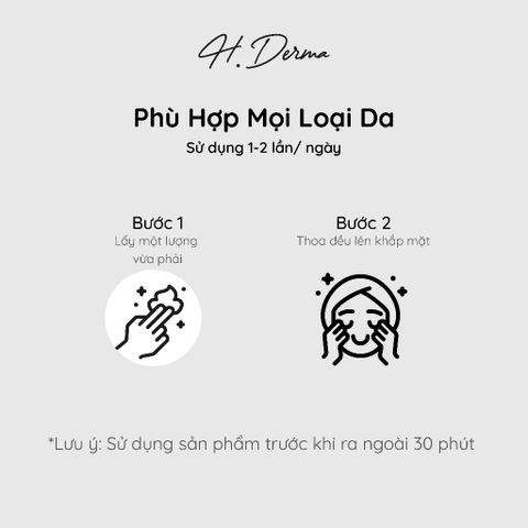 Kem Chống Nắng H.Derma Cho Da Nhạy Cảm - Bảo Vệ UV, Dưỡng Sáng & Nâng Tone Tự Nhiên, Kem Chống Nắng Vật Lí Chất Lượng Cao