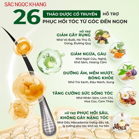 Dầu Gội Sắc Ngọc Khang 30g - Làm Sạch Sâu, Giảm Gãy Rụng, Nuôi Dưỡng Tóc Chắc Khỏe Từ Thiên Nhiên