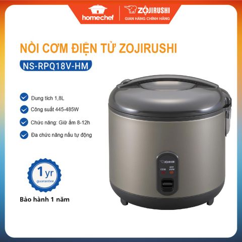 Nồi Cơm Điện Zojirushi 1.8L NS-RPQ18V-HM - Công Suất 485W, Nắp Gài Tháo Rời, Chế Độ Giữ Ấm, Hàng Chính Hãng Nhật Bản