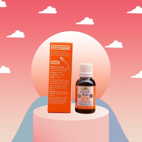 Siro Canxi Vitamin D3 + K2 Natures Way Kids Smart Drops 11ml - Hỗ trợ xương khỏe mạnh, tăng cường sức đề kháng cho trẻ em