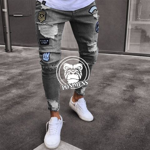 Quần Jean Rách Gối Nam - Chất Liệu Denim Thoáng Mát - Phong Cách Trẻ Trung, Dễ Dàng Kết Hợp