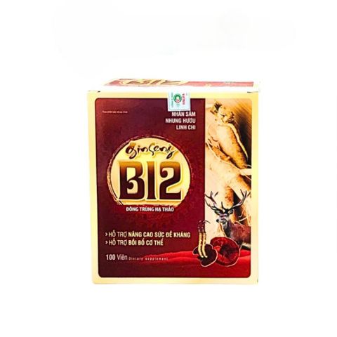 Viên uống Ginseng B12 Đông Trùng Hạ Thảo Hỗ trợ Tăng Cường Sức Đề Kháng - Hộp 100 Viên Nang Mềm Giúp Cơ Thể Khỏe Mạnh