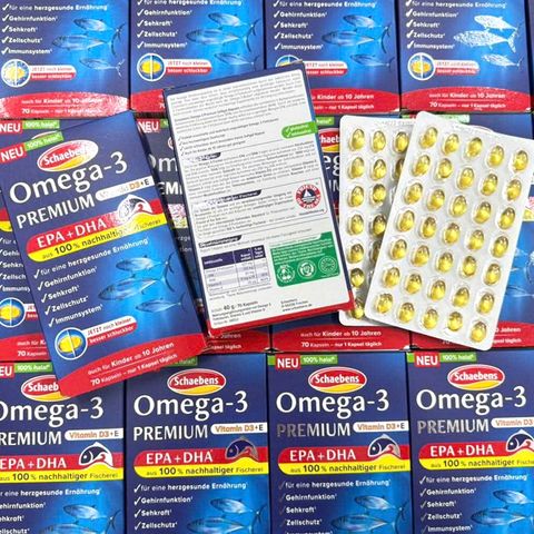 Omega-3 Premium Vitamin D3+E Schaebens Đức 70 viên