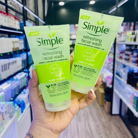 Sữa Rửa Mặt Simple 150ml - Giúp Da Sạch Thoáng, Mềm Mịn, Chăm Sóc Da Tự Nhiên, Phù Hợp Mọi Loại Da