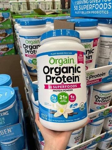{date 12/25} Bột protein hữu cơ Orgain Organic protein & Super foods 918g Hương socola