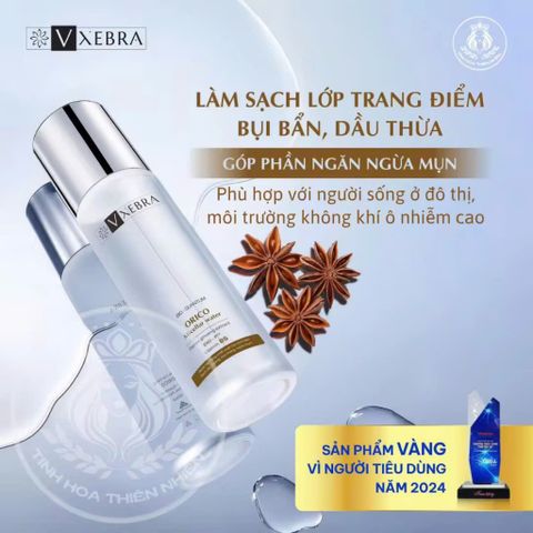 Nước Tẩy Trang Không Cồn Vxebra 190ml - Dành Cho Da Dầu Mụn, Dịu Nhẹ, An Toàn Cho Da Nhạy Cảm, Làm Sạch Sâu, Giảm Mụn