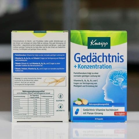 Viên Uống Bổ Não Kneipp Gedachtnis Konzentration - Tăng Cường Lưu Thông Máu, Giảm Căng Thẳng, Hộp 30 Viên Đức