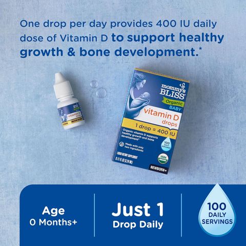 Giọt Vitamin D3 Mommy's Bliss 3.24ml - Bổ sung Hữu Cơ Tăng Cường Miễn Dịch và Phát Triển Chiều Cao cho Bé Sơ Sinh