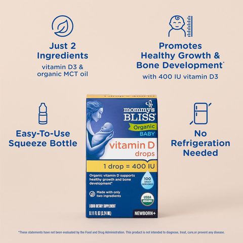 Giọt Vitamin D3 Mommy's Bliss 3.24ml - Bổ sung Hữu Cơ Tăng Cường Miễn Dịch và Phát Triển Chiều Cao cho Bé Sơ Sinh