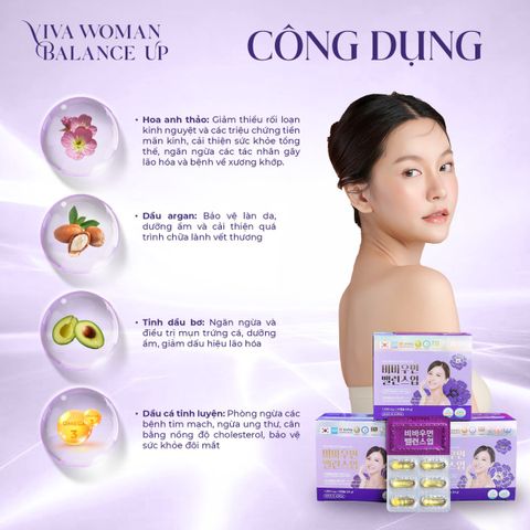 Viên Uống Cân Bằng Nội Tiết Tố Nữ Viva Woman Balance Up Hanmi - Hỗ Trợ Đẹp Da, Điều Hòa Kinh Nguyệt, 120 Viên Hàn Quốc