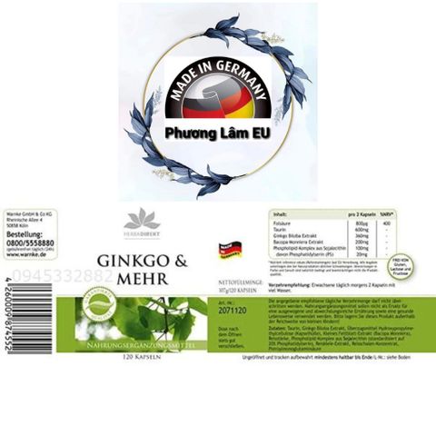 Viên Uống Bổ Não GinkGo & Mehr 120 Viên - Tăng Cường Trí Nhớ và Chức Năng Não, Hàng Chính Hãng Đức