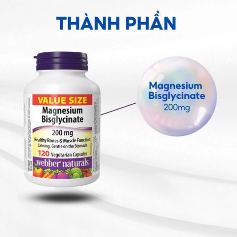 Viên Uống Webber Naturals Magnesium Bisglycinate 200mg - Bổ Sung Magie Hữu Cơ Cho Sức Khỏe