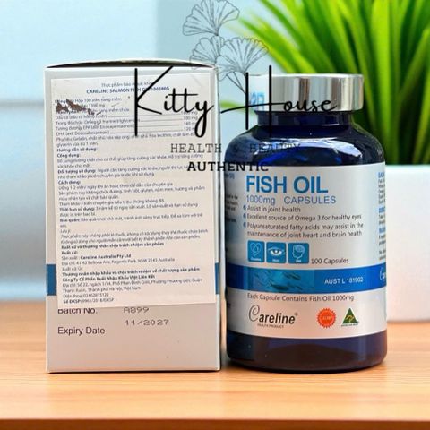 Viên uống dầu cá Careline Fish Oil 1000mg - Bổ sung DHA EPA hỗ trợ sức khỏe tim mạch, trí não, thị lực (100 viên)