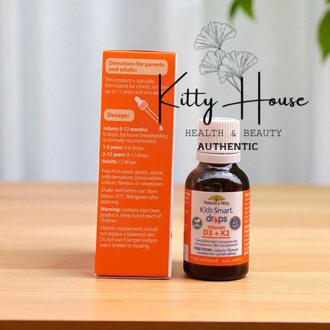 Dung Dịch Uống Vitamin D3 + K2 Nature's Way Kids Smart Drops 11ml - Tăng Cường Sức Khỏe Xương Cho Trẻ Em