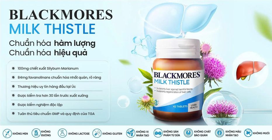 Viên uống Blackmores Milk Thistle 42 viên - Hỗ trợ chức năng gan, giải độc tự nhiên, sản phẩm chăm sóc sức khỏe từ Úc