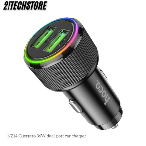 Tẩu sạc ô tô Hoco NZ14 sạc nhanh 18W, 2 cổng USB-A, Thiết kế nhỏ gọn, chất liệu hợp kim nhôm
