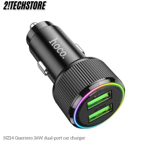 Tẩu sạc ô tô Hoco NZ14 sạc nhanh 18W, 2 cổng USB-A, Thiết kế nhỏ gọn, chất liệu hợp kim nhôm