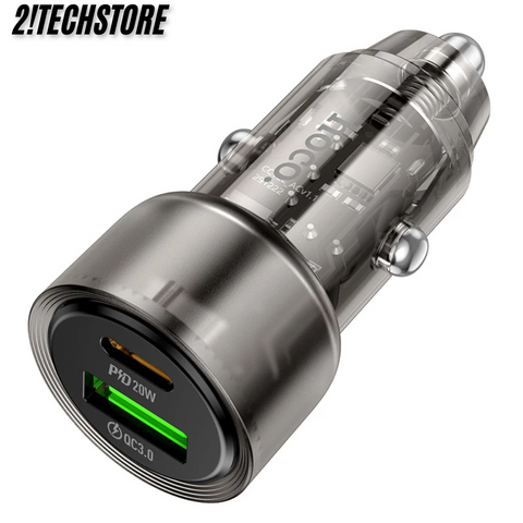 Tẩu sạc ô tô Hoco Z52 sạc nhanh 38W hỗ trợ cùng lúc 2 thiết bị qua cổng Type-C và USB-A