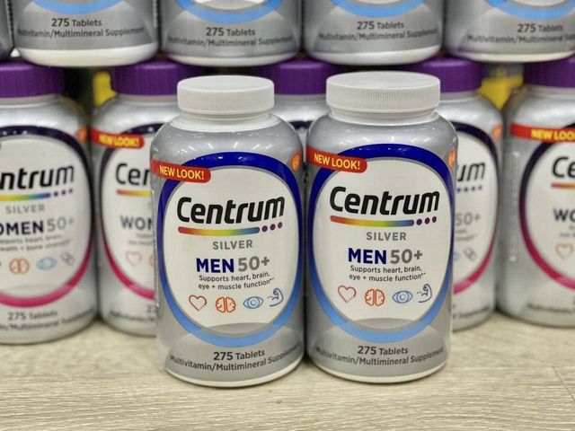 Vitamin Tổng Hợp Centrum Silver Men 50+ - Thực Phẩm Chức Năng Hỗ Trợ Sức Khỏe Nam Giới Trung Niên, Cung Cấp Vitamin D, B12, Canxi, Kẽm