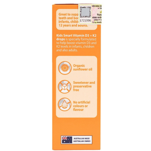 Vitamin D3 K2 cho bé Nature's Way Kids Smart Drops - Hỗ trợ hấp thụ canxi và sức đề kháng cho xương và răng chắc khỏe