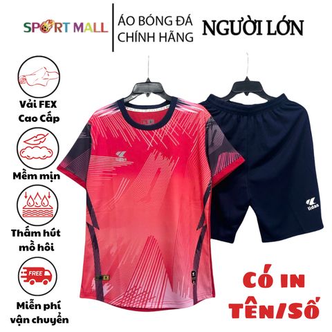 Bộ Quần Áo Thể Thao Thunder Đỏ - Áo Bóng Đá Lidas Vải Fex Thái, Thấm Hút Mồ Hôi, Thể Thao Năng Động, Thoải Mái Chơi Thể Thao