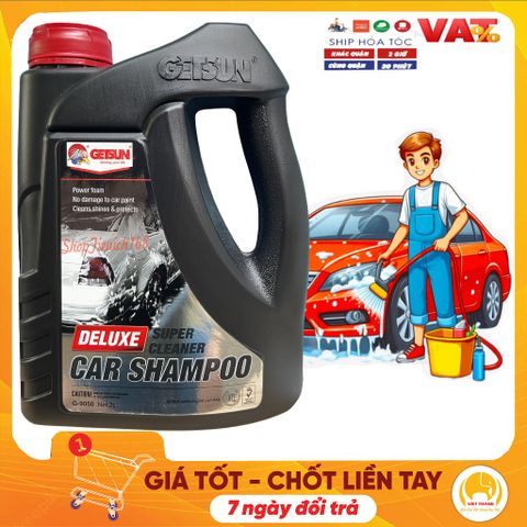 Nước Rửa Xe GETSUN 2.0L - Shampoo Ô Tô Chuyên Dụng Kèm Mút Lau, Bảo Dưỡng Sơn Bóng, An Toàn Với Da Tay