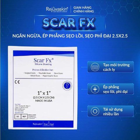 Miếng Dán Làm Xẹp Sẹo Lồi REJUVASKIN Scar FX 5cm x 10cm - Giải Pháp Xóa Mờ Sẹo Lồi Thẩm Mỹ Tại Nhà