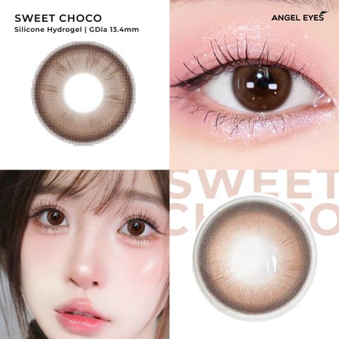 Kính áp tròng nâu Sweet Choco 0-8 độ Angel Eyes - Màu sắc tự nhiên, dễ chịu cho mắt, sử dụng trên 12h/ngày
