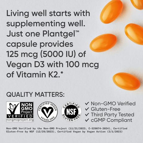 Viên Hỗ Trợ Xương Khớp Vitamin D3 + K2 Sports Research – 160 Viên Veggie Softgels, Hỗ Trợ Sức Khỏe Xương Khớp và Miễn Dịch