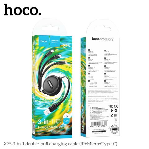 Cáp Sạc Siêu Tốc 3 Trong 1 HOCO X76/X75 - Lightning, Type-C, Micro 1M, 2A - Phụ Kiện Điện Thoại Tiện Dụng, Bền Bỉ