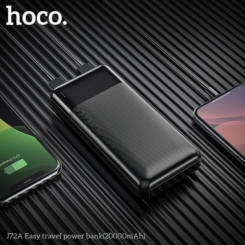 Pin Sạc Dự Phòng Hoco J72A 20000mAh - Sạc Nhanh Micro-USB/Type-C, Đầu Ra USB 2A Kép, Đèn Báo LED, Tiện Lợi Cho Smartphone và Tablet
