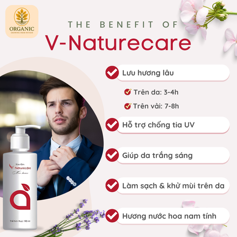 Sữa Tắm Nam Vnaturecare Organic 190mL - Làm Sạch Dịu Nhẹ, Lưu Hương Gỗ Trầm, Dưỡng Ẩm Da, Tự Tin Mỗi Ngày