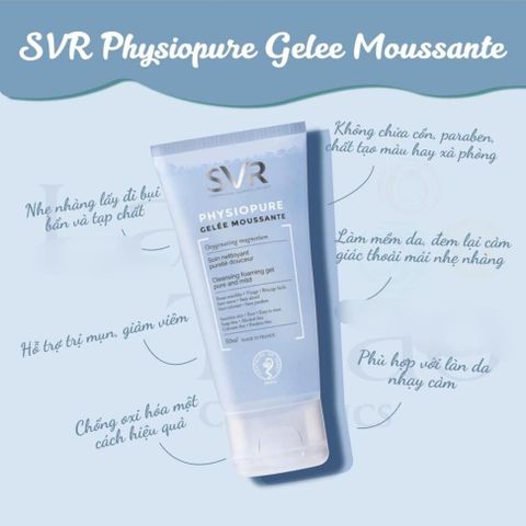 Gel rửa mặt dành cho da nhạy cảm SVR Physiopure Gelee Moussante 55ml/200ml [ Chính hãng ]