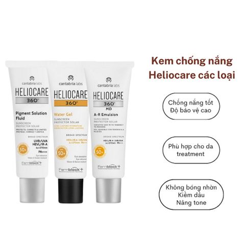 Kem chống nắng Heliocare 360 Pigment Solution / Water Gel / Mineral Tolerance Fluid / AR Emulsion