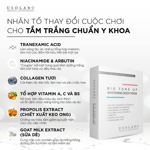 Ủ Kích Trắng Usolab Bio Tone Up Whitening body mask (20g x 5 gói)