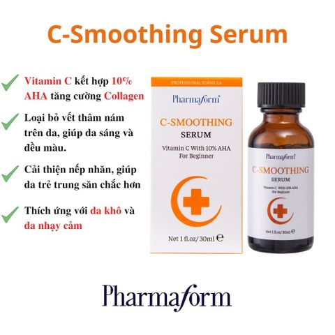 Tinh chất làm sáng và trẻ hóa da, chống lão hóa PHARMAFORM C-Smoothing Serum 30ml
