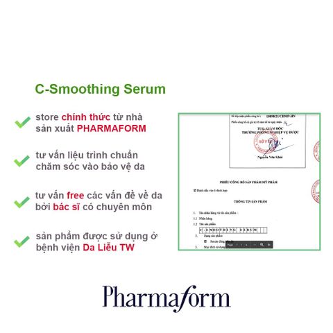 Tinh chất làm sáng và trẻ hóa da, chống lão hóa PHARMAFORM C-Smoothing Serum 30ml