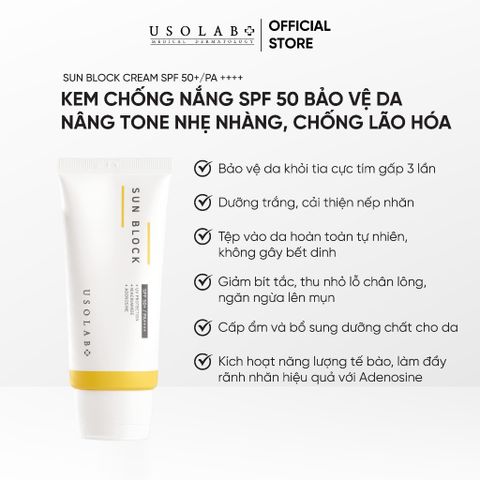Kem chống nắng, dưỡng trắng USOLAB - SUN BLOCK SPF 50+ PA +++ 50g