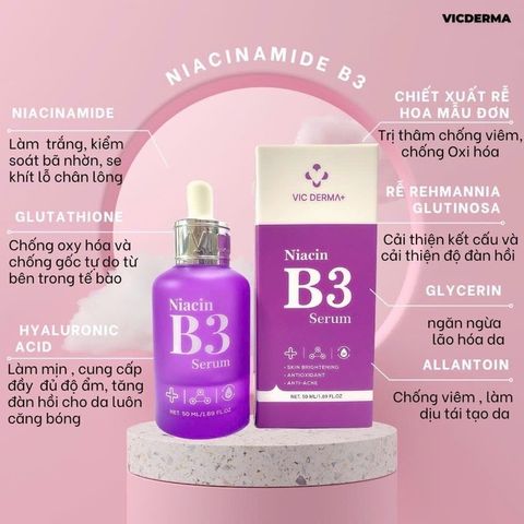 Serum B3 Vic Derma 50ml Dưỡng Sáng Đều Màu Da Thu Nhỏ Lỗ Chân Lông