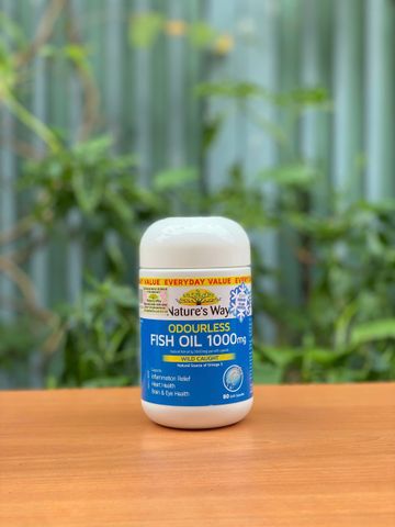 Dầu Cá Không Mùi Nature's Way 1000mg - Hỗ Trợ Omega-3 EPA & DHA Cho Tim Mạch, Não Bộ, Thị Giác - Hộp 80 Viên Dễ Uống