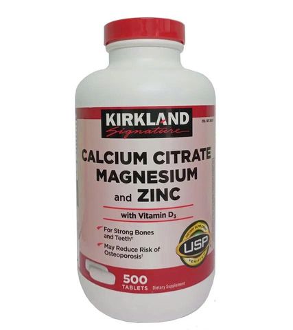 Viên Uống Bổ Sung Canxi Citrate, Magnesium & Kẽm 500mg Kirkland Signature - Hỗ Trợ Sức Khỏe Xương Khớp và Miễn Dịch