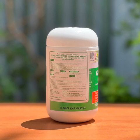 Viên Uống Bổ Não Nature's Way Ginkgo 2000 - Hỗ Trợ Tăng Cường Trí Nhớ và Chức Năng Nhận Thức (120 Viên)