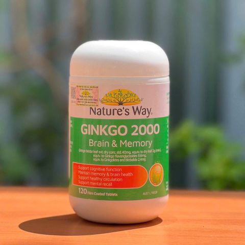Viên Uống Bổ Não Nature's Way Ginkgo 2000 - Hỗ Trợ Tăng Cường Trí Nhớ và Chức Năng Nhận Thức (120 Viên)
